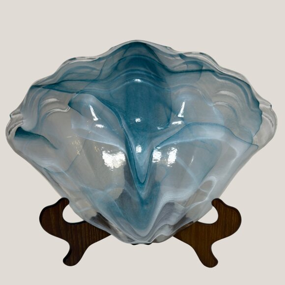 Art Deco Blue-Gray Glass Centerpiece - Picture 6 of 8